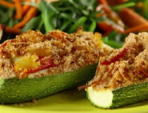 Calabacitas rellenas de quinoa y elote