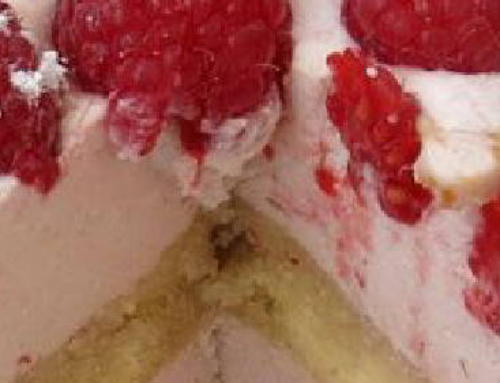 Carlota de crema de yogur y frambuesas