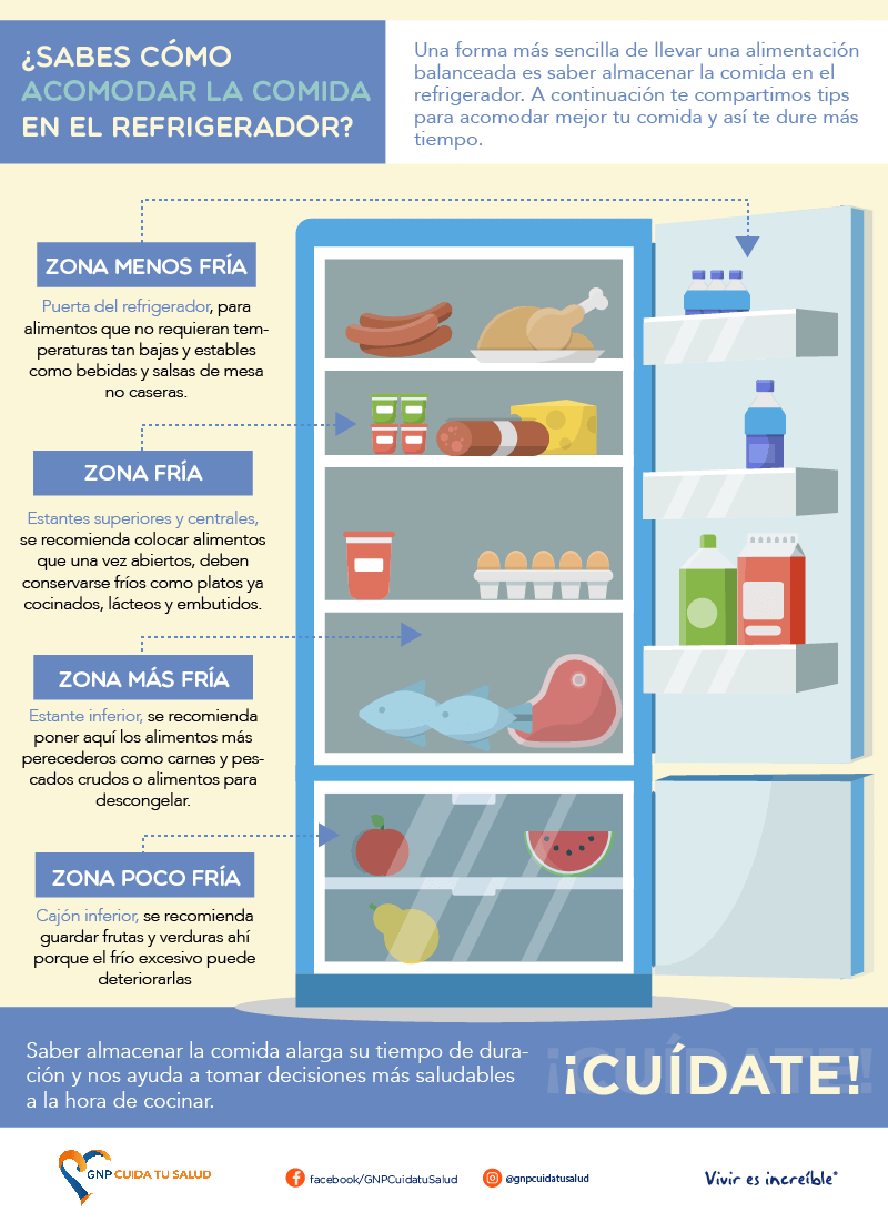 ¿Sabes cómo acomodar la comida en el refrigerador?